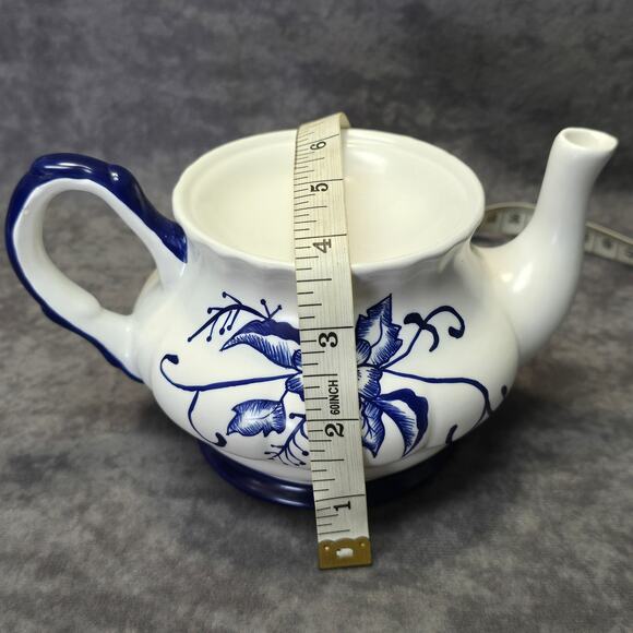 Blue & White Floral Design Teapot Votive Candle Wax Warmer Home Decor Fragrance - Picture 9 of 10